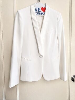 Zara White Satin Collar Women’s Blazer Jacket Small